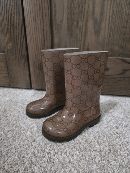 Gucci Other - Gucci Brown Logo Kids Rain Boots